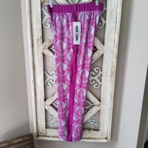 Muk Luks Women's Super Soft Butter Knit Pajama Pants Loungewear in Purple Leaf